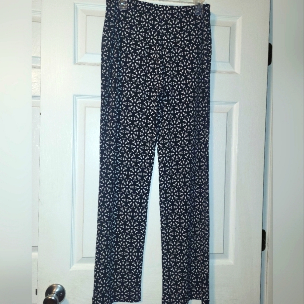 Clara Sunwoo Black White Patterned Straight Leg Pants Size X‎ Large